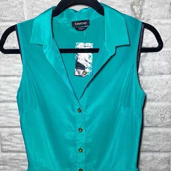 NWT MSRP $119 Bebe Green Sandi Open Back Dress Women's Size Small - Picture 7 of 9